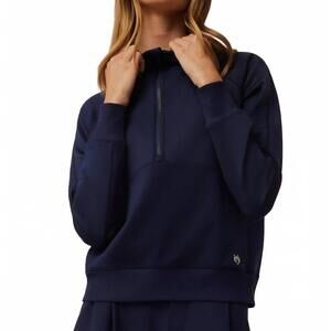 NEW GREYSON CLOTHIERS nash half-zip hoodie in maltese blue